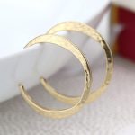 POM Hammered Open Hoop Earrings Gold