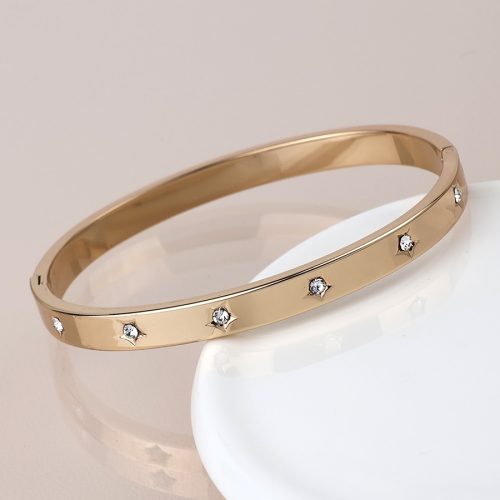 POM Golden Crystal Stars Hinged Bangle
