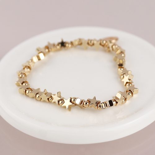 POM Golden Polished Stars Bead Bracelet