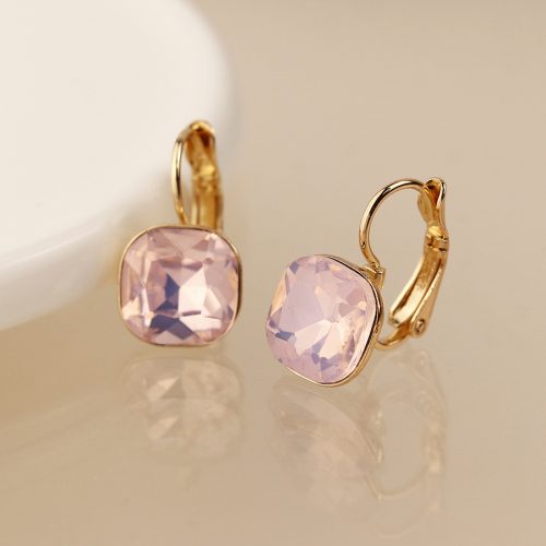 POM Pink Square Crystal Drop Earrings