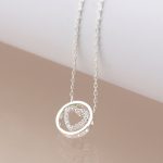 POM Silver Crystal Heart in Circle Necklace