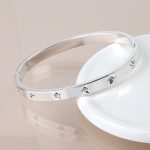 POM Silver Crystal Stars Hinged Bangle