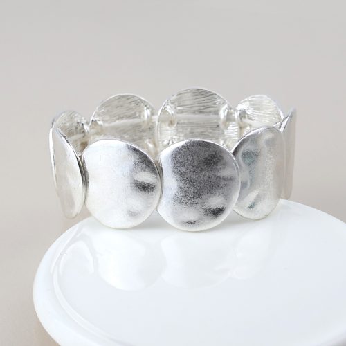 POM Silver Plated Disc Stretch Bracelet