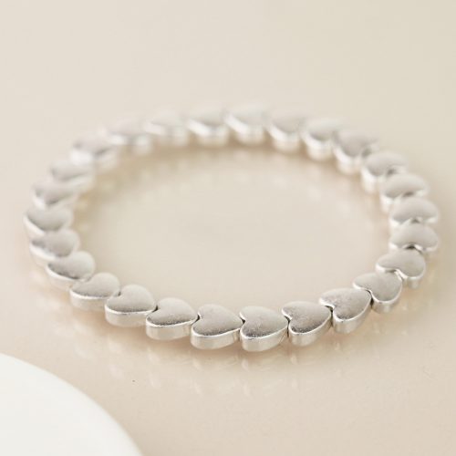 POM Silver Plated Small Hearts Stretch Bracelet