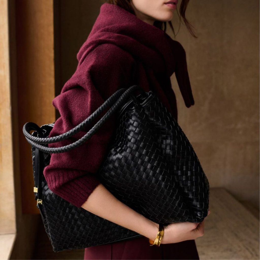 Katie Loxton Black Nova Hand Woven Large Shoulder Bag