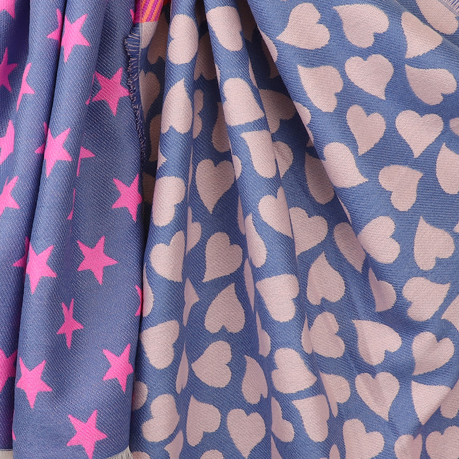 POM Reversible Star and Heart Print Scarf 3