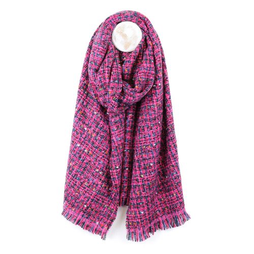 POM Vibrant Pink Mix Textured Scarf