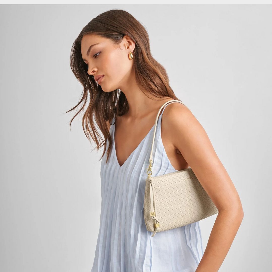 Katie Loxton Nova Woven Clutch Bag Oyster 2