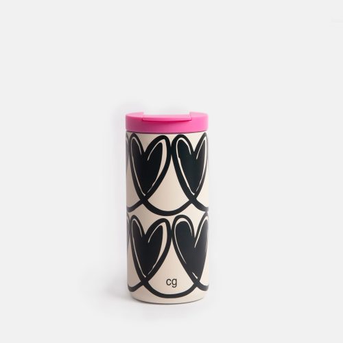 Caroline Gardner Mono Linked Hearts Coffee Cup