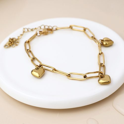 POM Waterproof Link Chain Heart Bracelet
