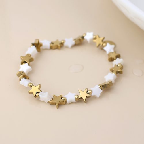 POM Waterproof Gold and White Star Bracelet