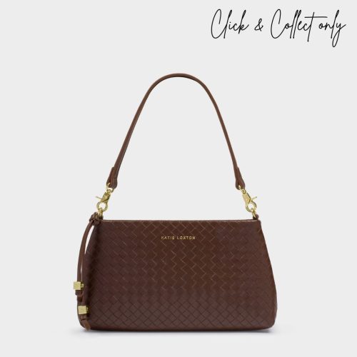 Katie Loxton Nova Woven Clutch Bag Dark Chocolate